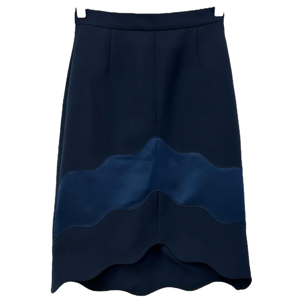 Carven Women’s‎ Navy Pencil High Low Scalloped Hem Skirt  Sz 34(US 0-2 or XS)